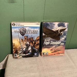 Microsoft Flight Simulator 2004 PC CD-ROM 4-CD's + The Settlers PC DVD Ubisoft.